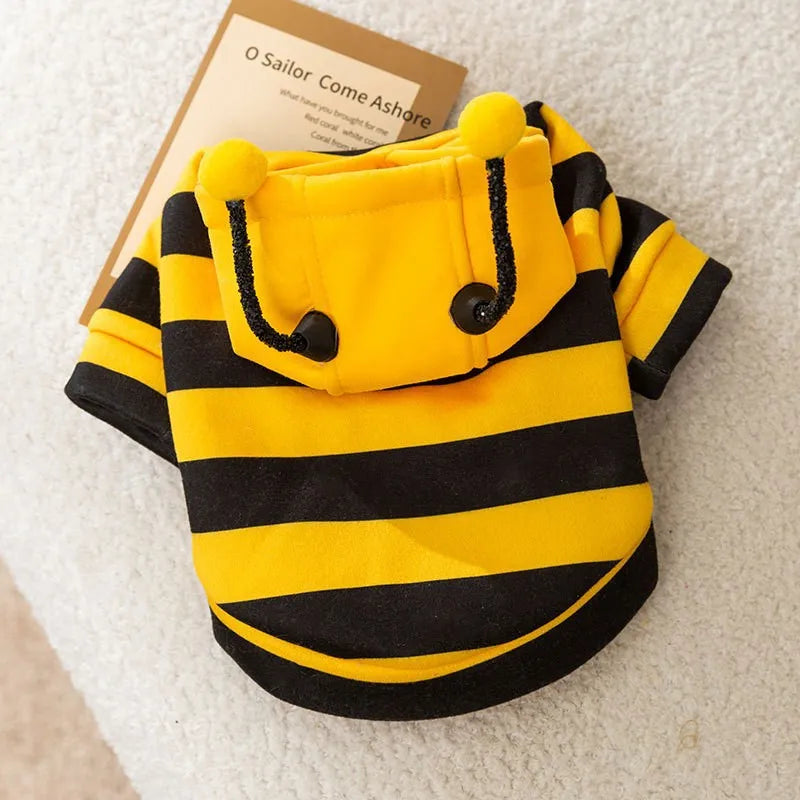 Small Dog Dog Bipeg Bee Transformation Dog Clothes Cat Hooded Spring and Autumn Sweater Pet Clothes New