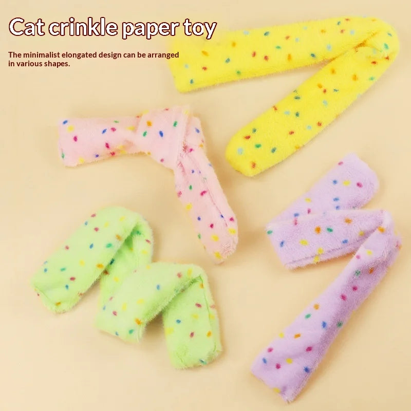 Pet Crinkle Squeaky Toy Long Strip Pet Toys Chew Soft Plush Dog Toys Cat Toys Interactive Play Bite Resistant Durable Fun for