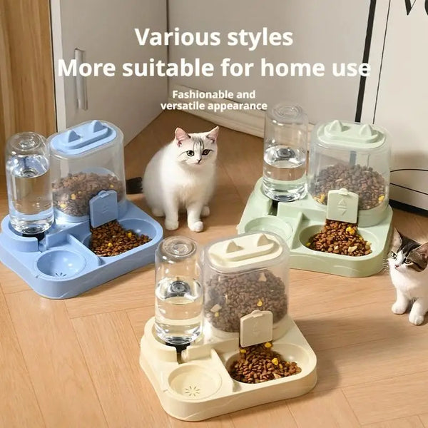 Cat Bowl Automatic Feeder with Spill Proof Design with Water Fountain Pet Food Storage Dispenser for Small Medium Cats Dogs