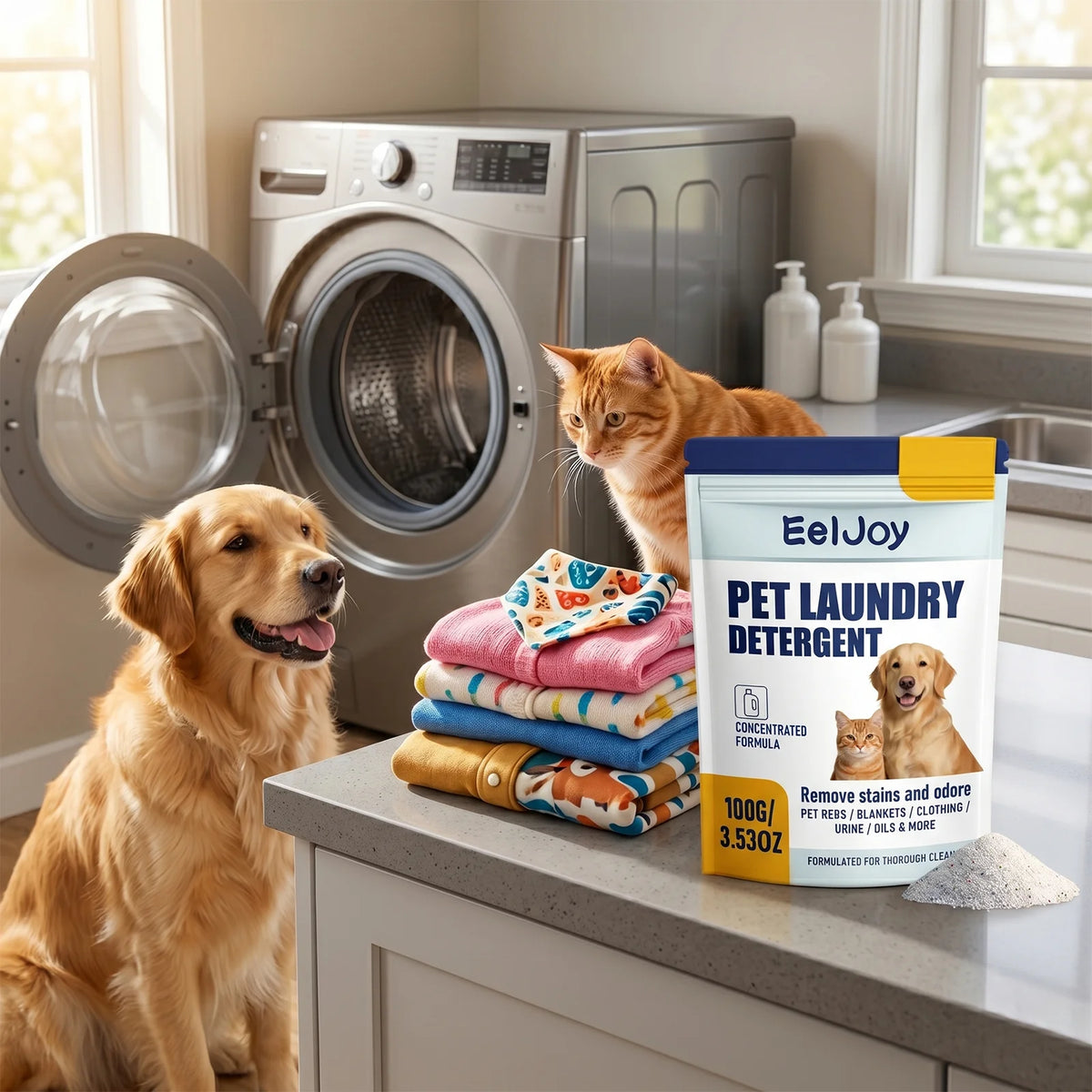 Pet Safe washing powder Dog Blanket Wash Cat Bed Cleanser Sensitive Skin Formula Machine Wash Soap Fabric Refresher Deodorize