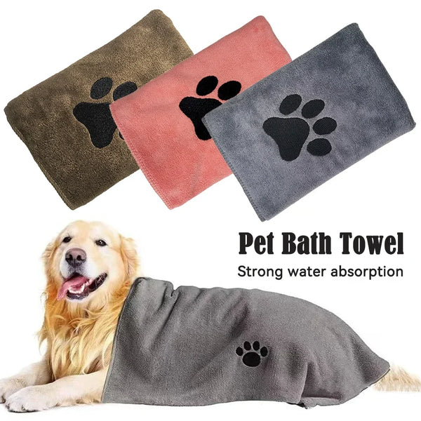 35x75cm 50x100cm Microfiber Pet Bath Towel Super Soft Absorbent Embroidered for Cats Dogs Grooming Supplies