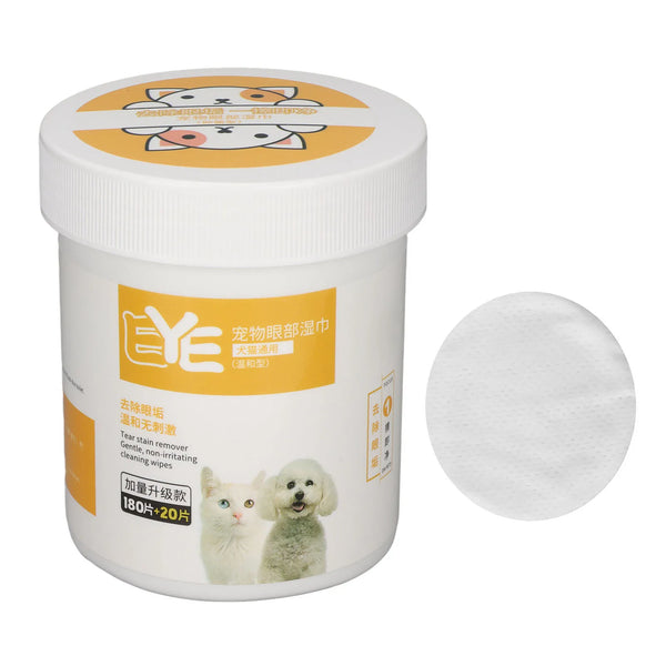 200PCS Pet Eye Wipes Gentle Moisturizing Tear Stain Removal Pet Hygiene Wipes Cat & Dog Cleaning Wipes Pet Eye Cleaning Wipes