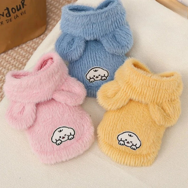 Fashion Cat Dog Hoodie with Buckle Winter Pet Sweater for Small Dogs Chihuahua Poodle Puppy Hooded Clothes Mascotas Clothing