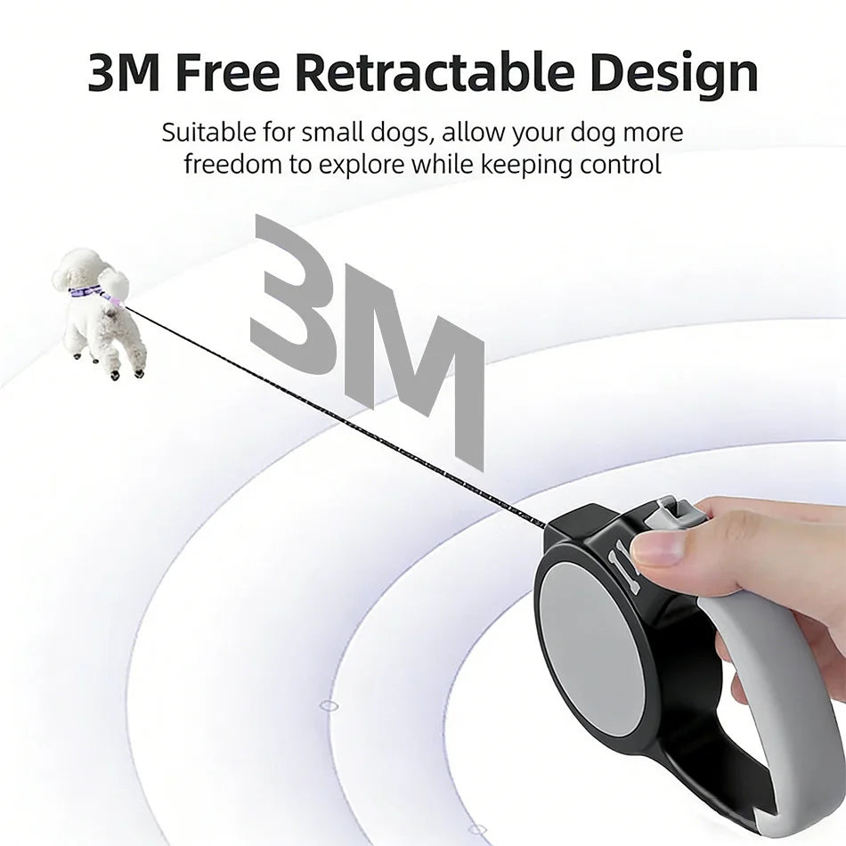 3m Dog cat Leash for Small Dogs Cat Automatic Retractable Durable Nylon Lead Puppy Outdoor Travel Walking Hiking Traction Rope