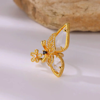 Ziron Butterfly Rings for Women Bling Elegant Stainless Steel Ring 2024 Trend New in Design Couple Jewelry y2k Accessories mujer