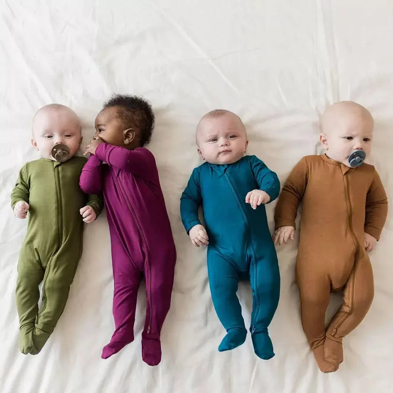 New Fashion Baby Rompers Bamboo Fiber Baby Boy Girl Clothes Long Sleeve Footed Newborn Baby Clothes Infant Bebe Jumpsuit Zipper