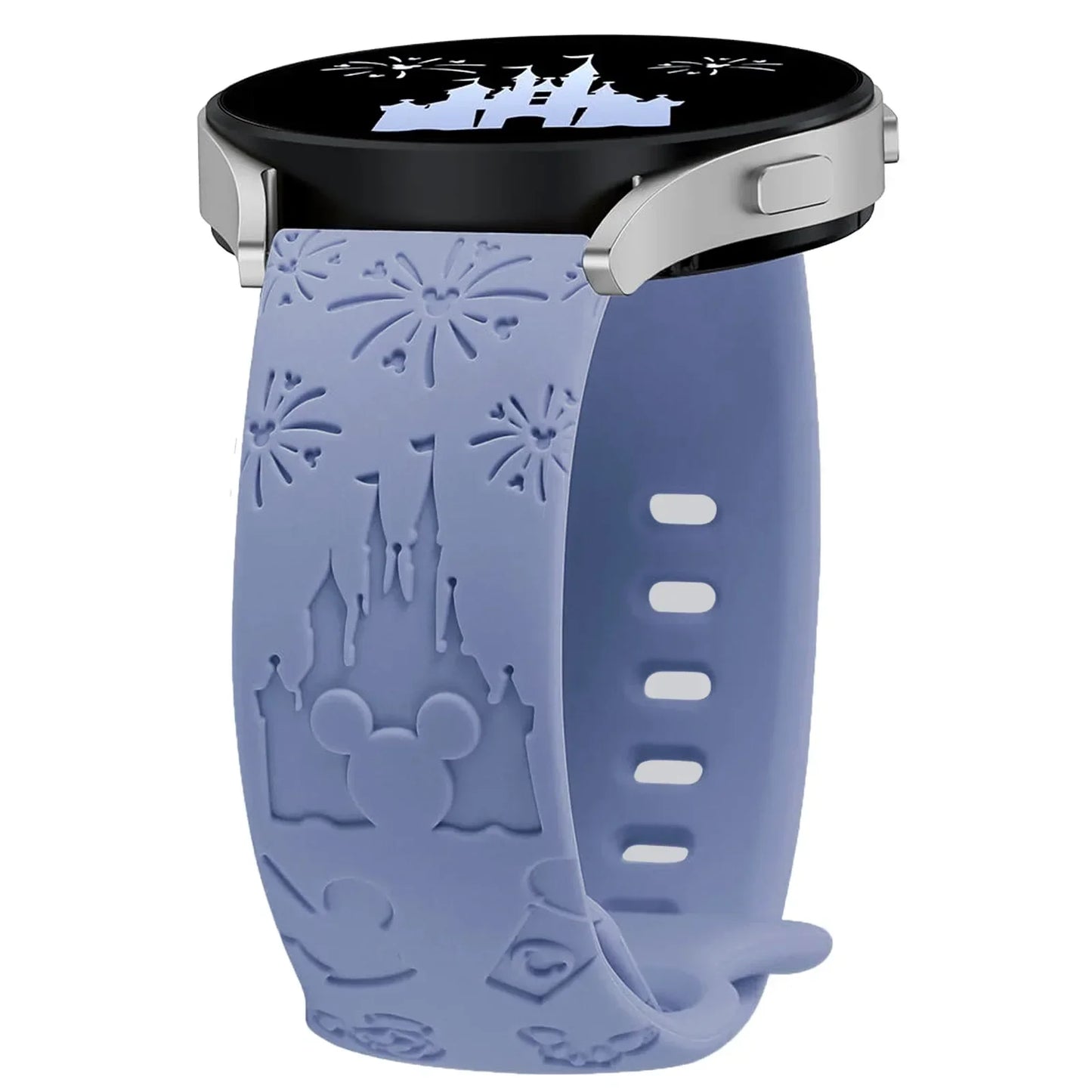 20mm Castle Floral Engraved Band for Samsung Galaxy Watch 7 6 5 4 Silicone Cute Fancy Sport Strap for Watch 5 Pro/Active 2