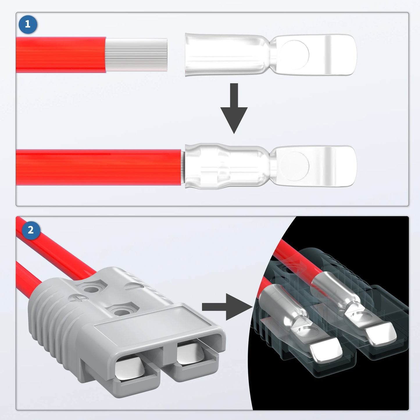 2PCS 50A 175A 350A Anderson Plug Battery Quick Connect Disconnect Connector 600V Towing Winch Quick Connect Wire Harness Plug