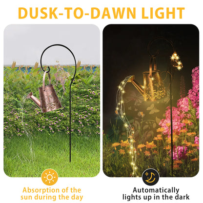 Solar Watering Can Light Butterfly Hanging Waterfall Lamp Waterproof Outdoor Garden Decoration Yard Porch Lawn Landscape Lamp