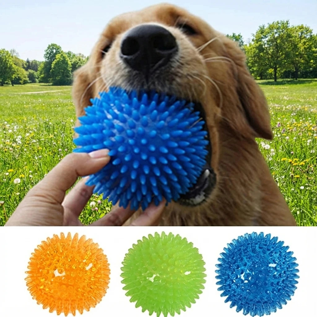 Pet Dog Toys Cat Puppy Sounding Toy Polka Squeaky Tooth Cleaning Ball TPR Training Pet Teeth Chewing Toy Thorn Balls Accessories