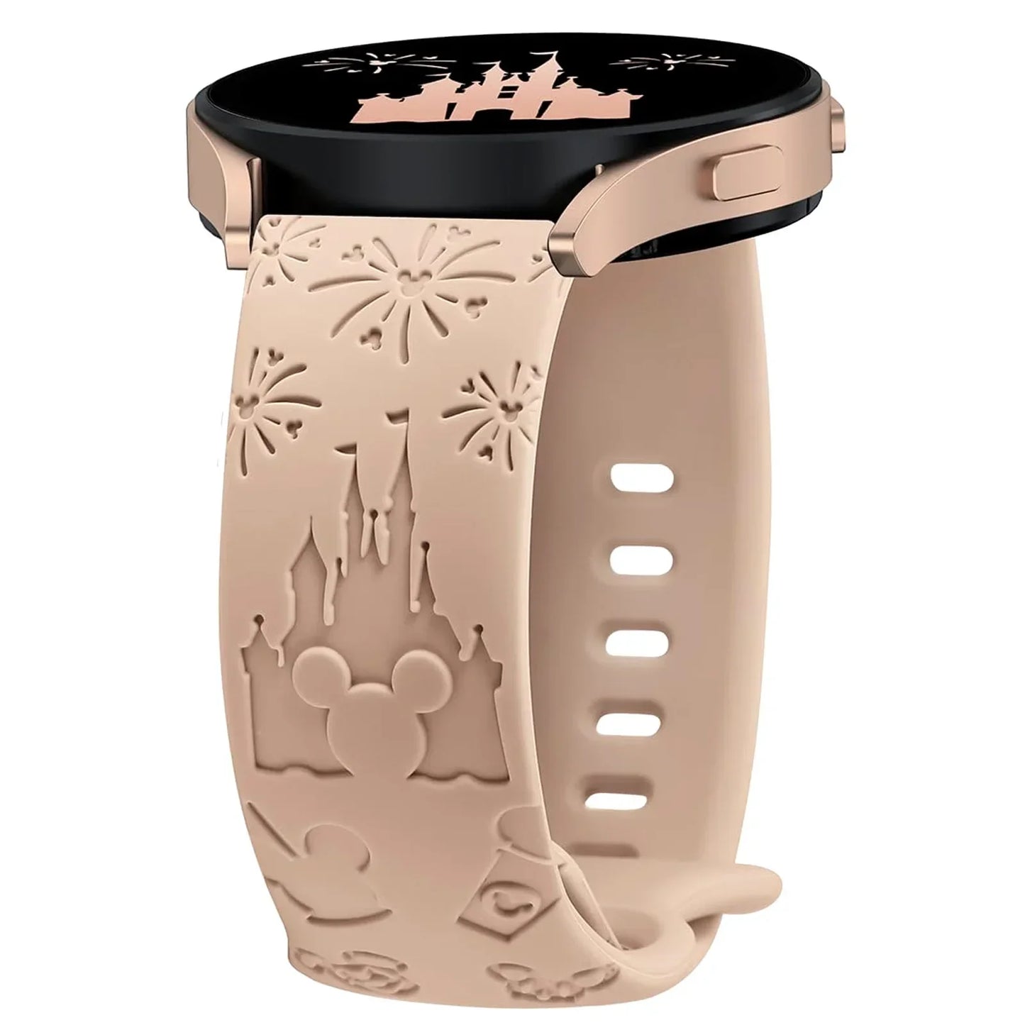 20mm Castle Floral Engraved Band for Samsung Galaxy Watch 7 6 5 4 Silicone Cute Fancy Sport Strap for Watch 5 Pro/Active 2