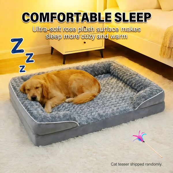 Large dog bed | Washable orthopedic pet sofa bed 122cm/48 inches, with plush lining and non-slip base, perfect for pet sleep, 20