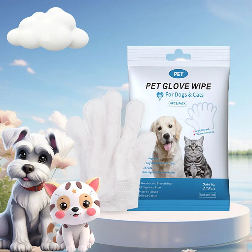 Microfiber pet bath wipe glove for rinse-free cleaning and deodorizing