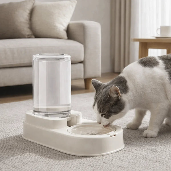 Transparent Automatic Pet Feeder Large Capacity Spill Proof Dog Cat Food Bowl Plastic Pet Water Fountain Pet Accessories