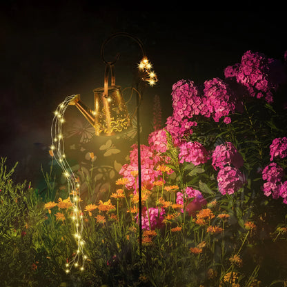 Solar Watering Can Light Butterfly Hanging Waterfall Lamp Waterproof Outdoor Garden Decoration Yard Porch Lawn Landscape Lamp