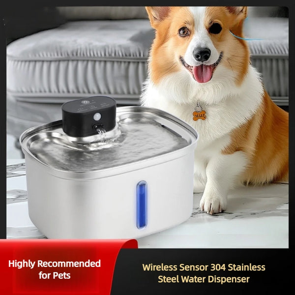 Smart Sensor Pet Water Fountain 5L Stainless Steel Cat Water Dispenser Silent Circulating Filtered Water Bowl for Cats Dogs