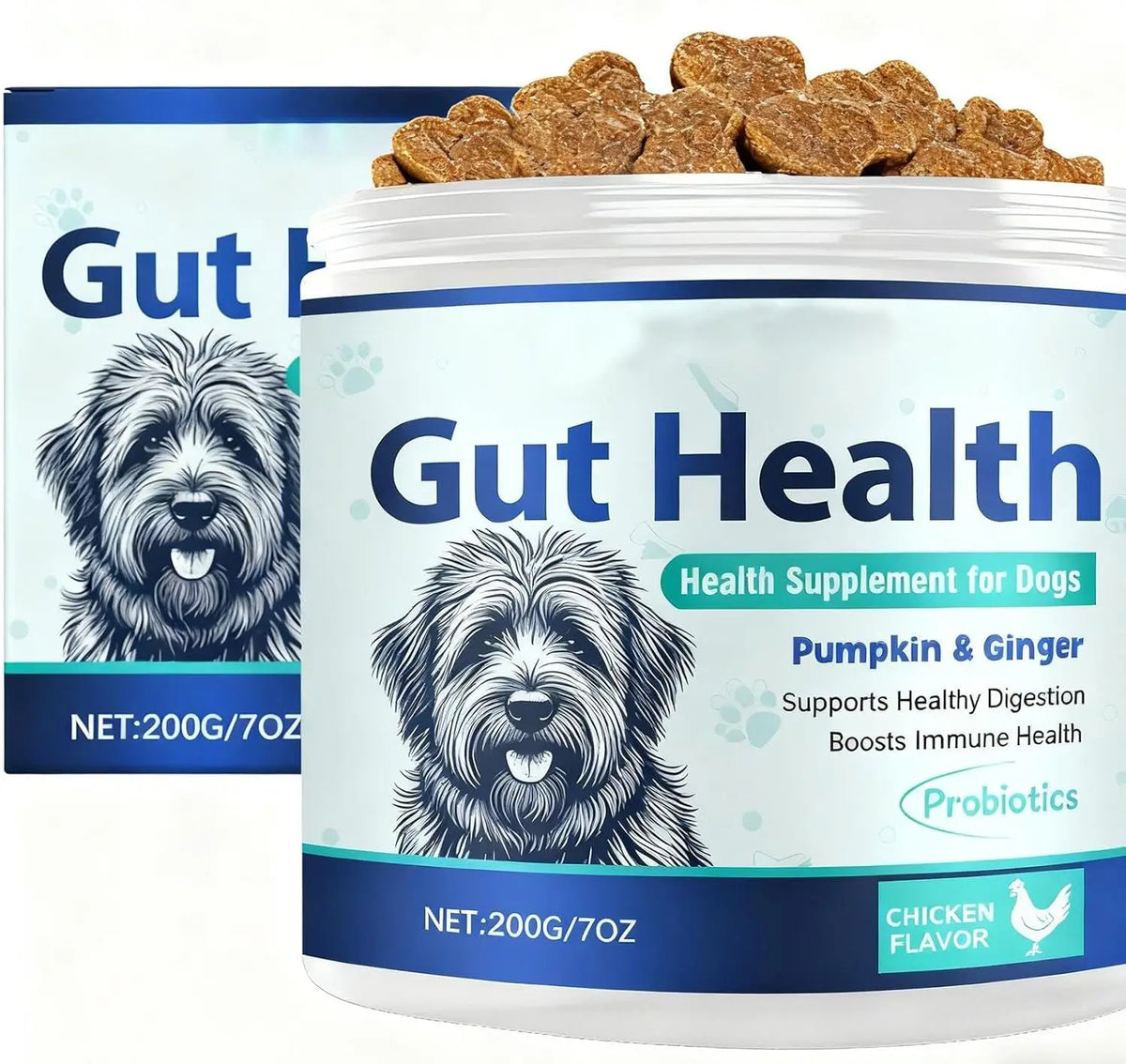 200g Formula Gut Health Supplement for Dogs Formulated Probiotic Chews with Pumpkin Fiber Support Digestive Balance Stool