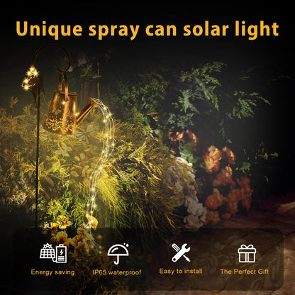 Solar Watering Can Light Butterfly Hanging Waterfall Lamp Waterproof Outdoor Garden Decoration Yard Porch Lawn Landscape Lamp