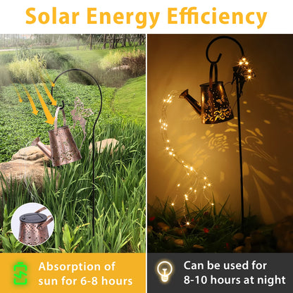 Solar Watering Can Light Butterfly Hanging Waterfall Lamp Waterproof Outdoor Garden Decoration Yard Porch Lawn Landscape Lamp