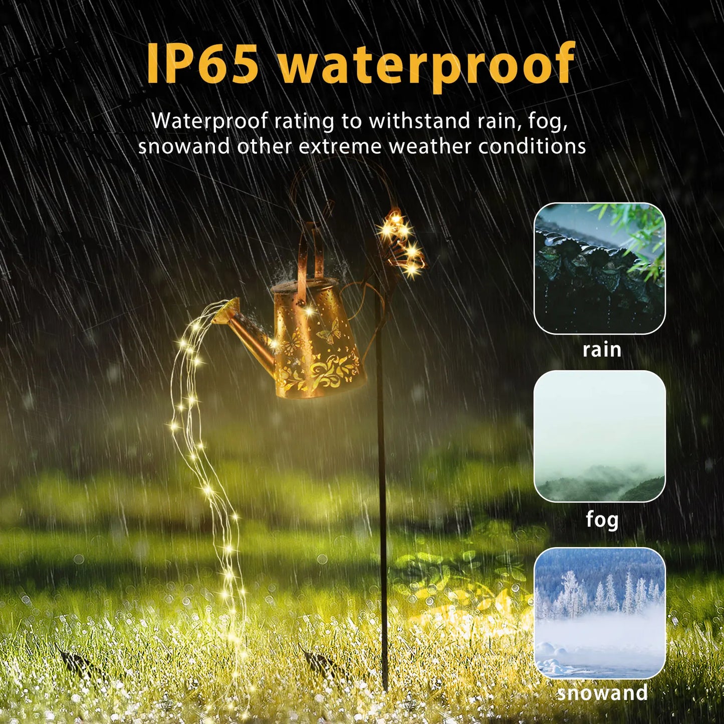 Solar Watering Can Light Butterfly Hanging Waterfall Lamp Waterproof Outdoor Garden Decoration Yard Porch Lawn Landscape Lamp