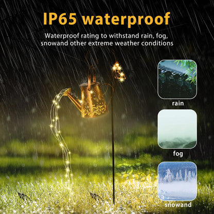 Solar Watering Can Light Butterfly Hanging Waterfall Lamp Waterproof Outdoor Garden Decoration Yard Porch Lawn Landscape Lamp