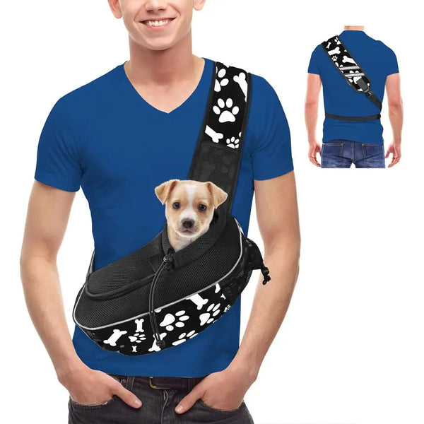 Compact Puppy Sling Carrier for Travel, Suitable for Small Dogs and Cats Under 5 lbs, Stylish Black Pet Bag