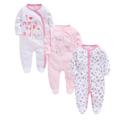 3/4 Pcs Kavkas Boy Romper 100% Cotton Polka Dot O-neck Newborn Baby Girls Clothes Full Sleeve Summer Jumpsuit 0-12 months