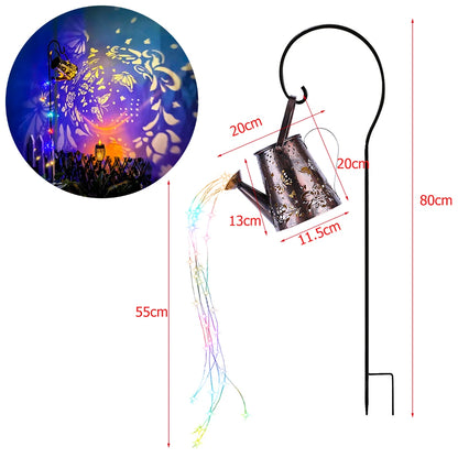 Solar Watering Can Light Butterfly Hanging Waterfall Lamp Waterproof Outdoor Garden Decoration Yard Porch Lawn Landscape Lamp