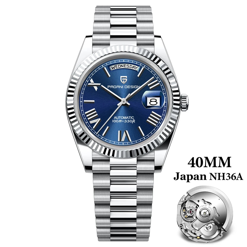 PAGANI DESIGN 2025 New Luxury Rose Gold DD40 Automatic Watch For Men NH36A Mechanical Wristwatch Men Stainless steel Waterproof