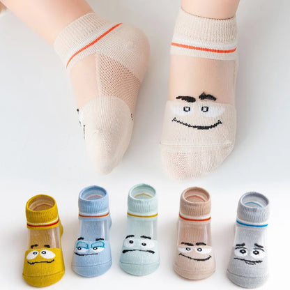 5 Pairs/lot Children Ultrathin Mesh Socks Baby Boys Girls Summer Cute Cotton Breathable Thin Soft Boat Socks Kids Socks 0-6 year