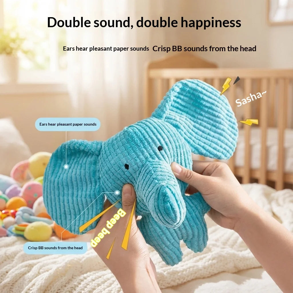 New Dog Toys Squeaky Chew Resistant Plush Elephant Toy Self Entertainment with Crinkle Paper Pet Supplies for Puppy Cat