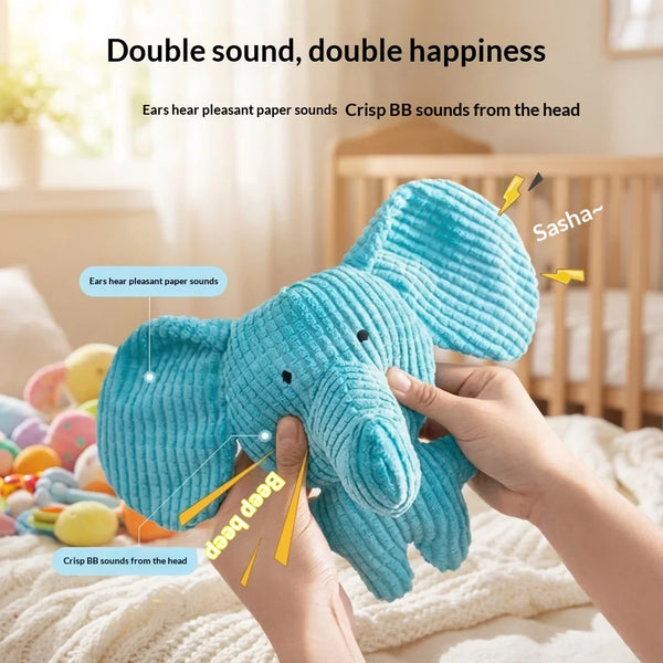 New Dog Toys Squeaky Chew Resistant Plush Elephant Toy Self Entertainment with Crinkle Paper Pet Supplies for Puppy Cat