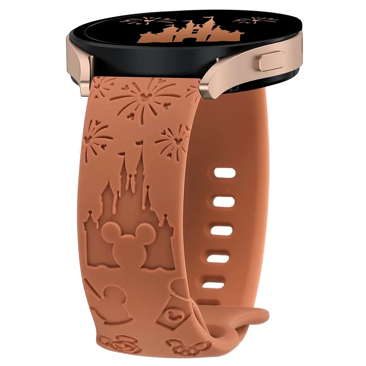 20mm Castle Floral Engraved Band for Samsung Galaxy Watch 7 6 5 4 Silicone Cute Fancy Sport Strap for Watch 5 Pro/Active 2