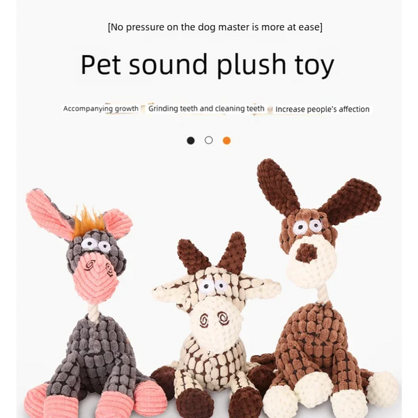 Hot new arrival pet cat dog sound toy cotton rope creative donkey plush bite training interactive pet toy for dog cat grey brown