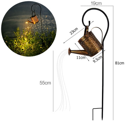 Solar Watering Can Light Butterfly Hanging Waterfall Lamp Waterproof Outdoor Garden Decoration Yard Porch Lawn Landscape Lamp