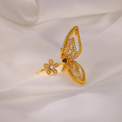 Ziron Butterfly Rings for Women Bling Elegant Stainless Steel Ring 2024 Trend New in Design Couple Jewelry y2k Accessories mujer