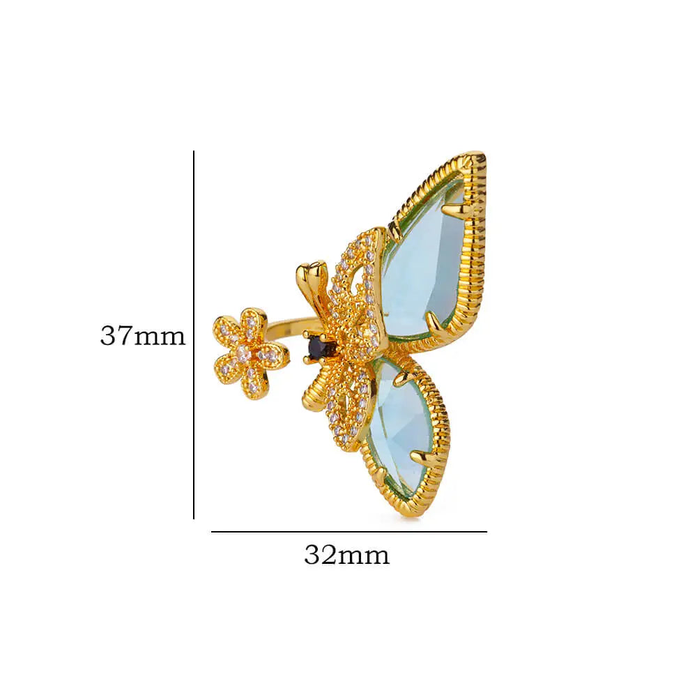 Ziron Butterfly Rings for Women Bling Elegant Stainless Steel Ring 2024 Trend New in Design Couple Jewelry y2k Accessories mujer