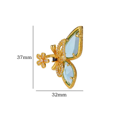 Ziron Butterfly Rings for Women Bling Elegant Stainless Steel Ring 2024 Trend New in Design Couple Jewelry y2k Accessories mujer
