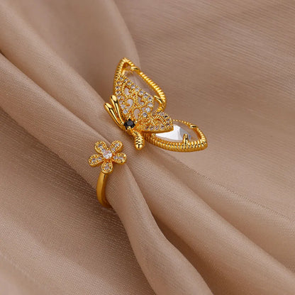 Ziron Butterfly Rings for Women Bling Elegant Stainless Steel Ring 2024 Trend New in Design Couple Jewelry y2k Accessories mujer