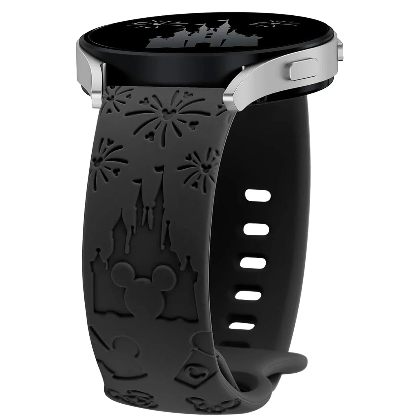 20mm Castle Floral Engraved Band for Samsung Galaxy Watch 7 6 5 4 Silicone Cute Fancy Sport Strap for Watch 5 Pro/Active 2
