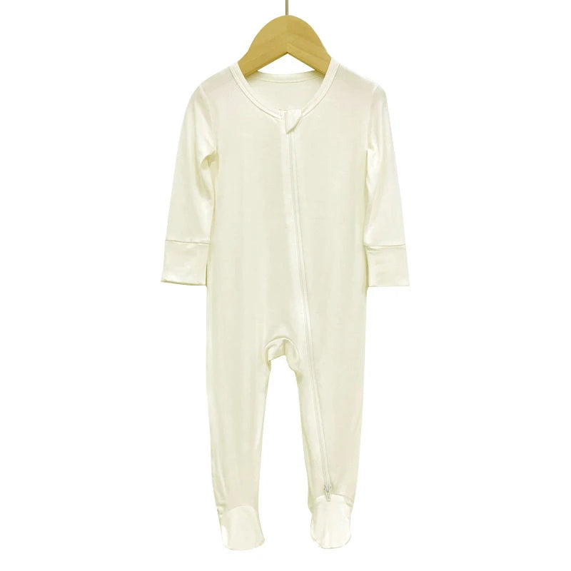 New Fashion Baby Rompers Bamboo Fiber Baby Boy Girl Clothes Long Sleeve Footed Newborn Baby Clothes Infant Bebe Jumpsuit Zipper
