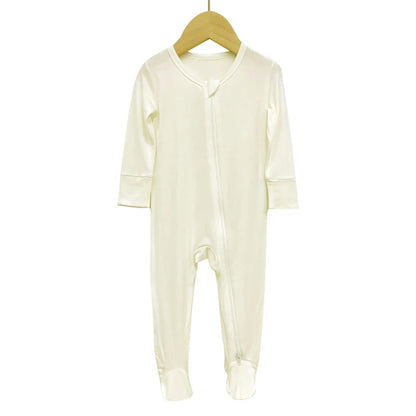 New Fashion Baby Rompers Bamboo Fiber Baby Boy Girl Clothes Long Sleeve Footed Newborn Baby Clothes Infant Bebe Jumpsuit Zipper