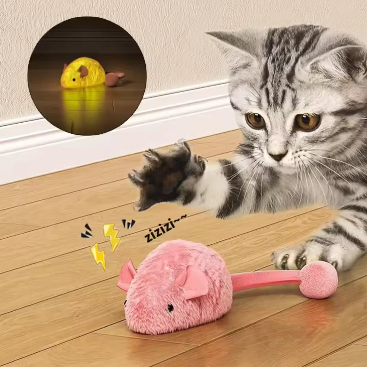1pc Squeaky Plush Mouse Cat Toy, Interactive Chew Toy with Sound, Bite-Proof for Indoor Cats, Hunting Simulation
