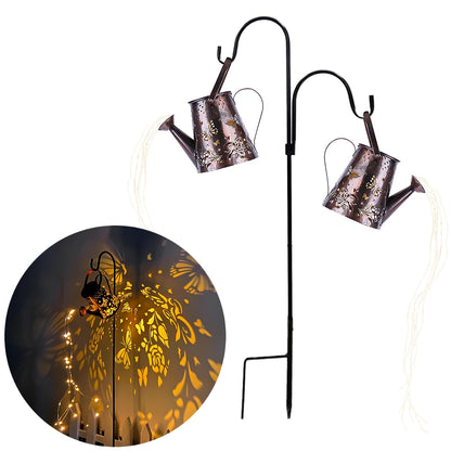 Solar Watering Can Light Butterfly Hanging Waterfall Lamp Waterproof Outdoor Garden Decoration Yard Porch Lawn Landscape Lamp