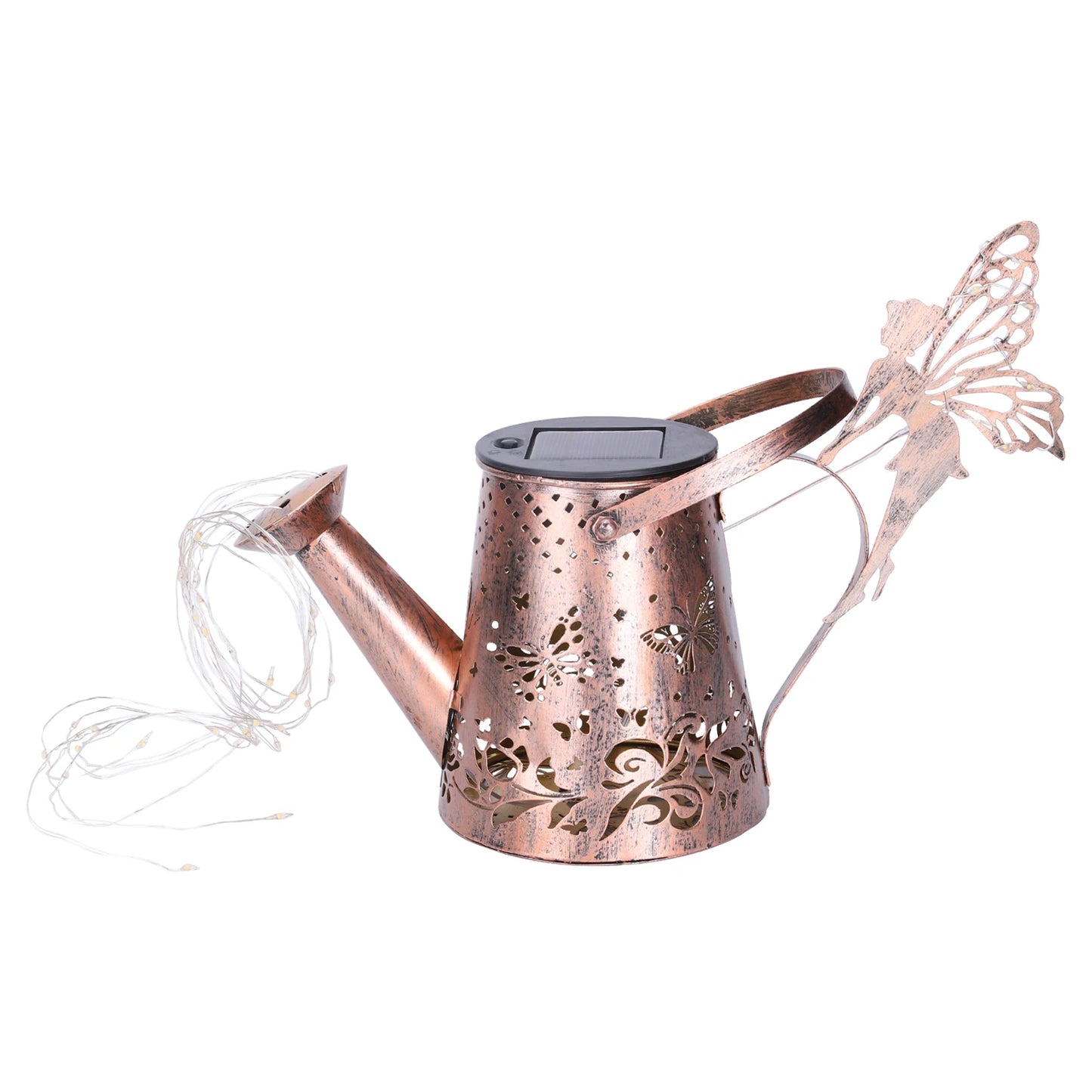 Solar Watering Can Light Butterfly Hanging Waterfall Lamp Waterproof Outdoor Garden Decoration Yard Porch Lawn Landscape Lamp