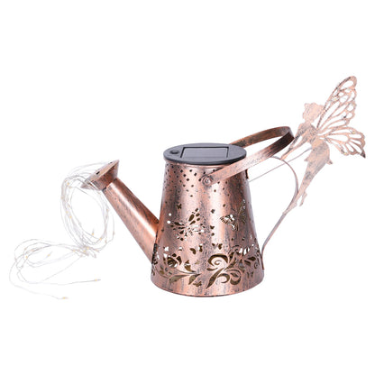 Solar Watering Can Light Butterfly Hanging Waterfall Lamp Waterproof Outdoor Garden Decoration Yard Porch Lawn Landscape Lamp
