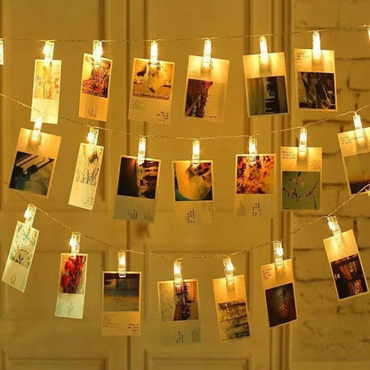 Garland Card Photo Clip String Lights 1.5M 10LEDS Led Fairy Light Bedroom DIY Clothespin Shapes Battery Decoration Lamp