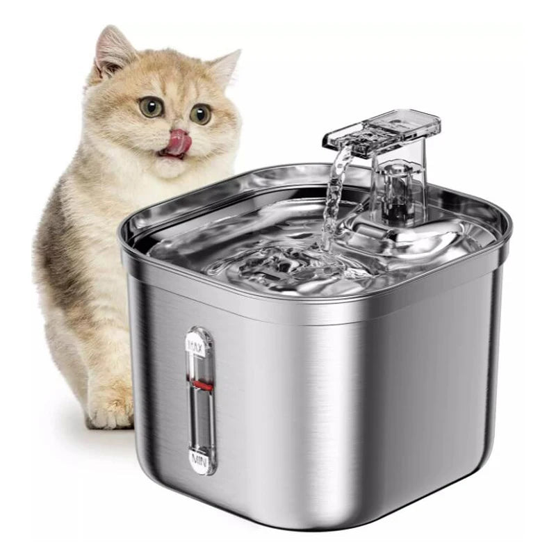 2.2L Stainless Steel Pet Water Dispenser Smart Dog Bowl Automatic Circulation Electronic Cat Water Fountain Travel-Friendly