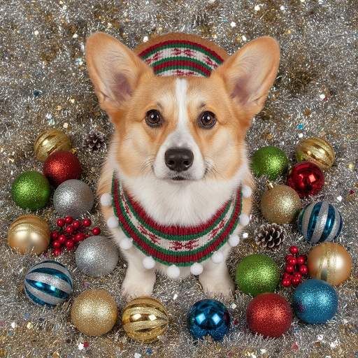 Knitted Festive Pet Bib — Adjustable Holiday Scarf