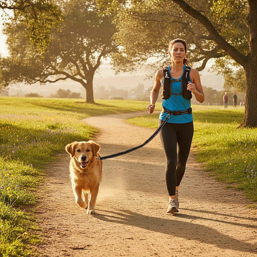 Hands-Free Nylon Dog Leash — Retractable Waist Worn